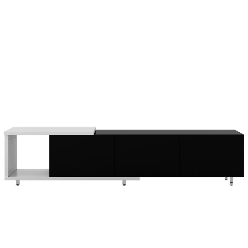 Black Modern TV Stand for 80" TV, Wooden Entertainment Center Living